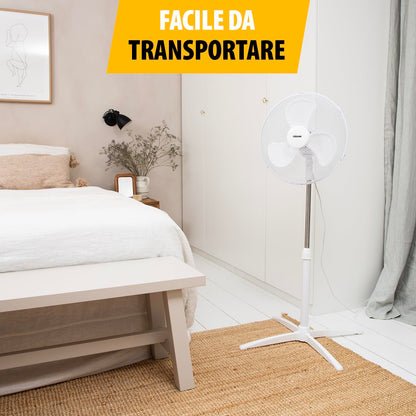 Tristar Ventilatore a piantana - 40 cm - Altezza regolabile 85 - 115 cm - Bianco (VE-5755)